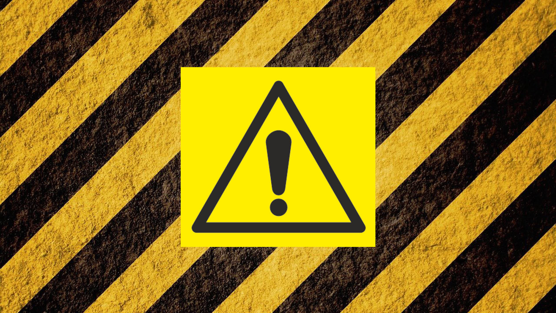 Svart och gulrandig bild med varningstriangel i.